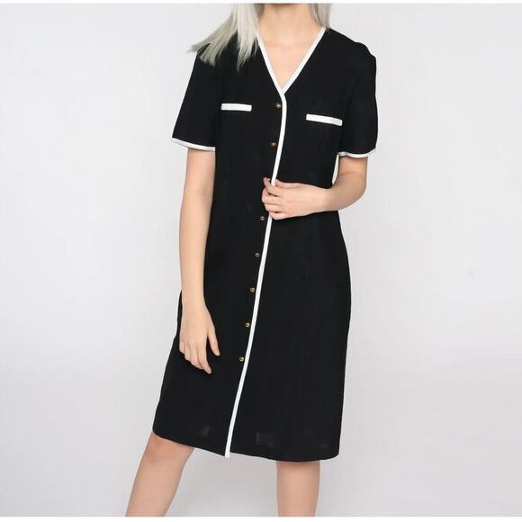 Leslie Fay Dresses & Skirts - Leslie Fay Vintage 90s Dress Size 12 Made In The USA A-Line Black/White Midi